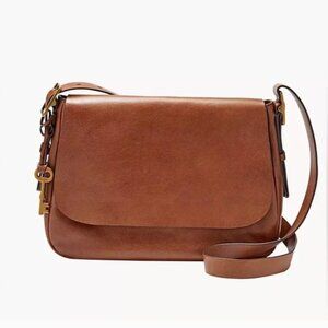 Fossil Harper Brown Leather Large Flap Crossbody
